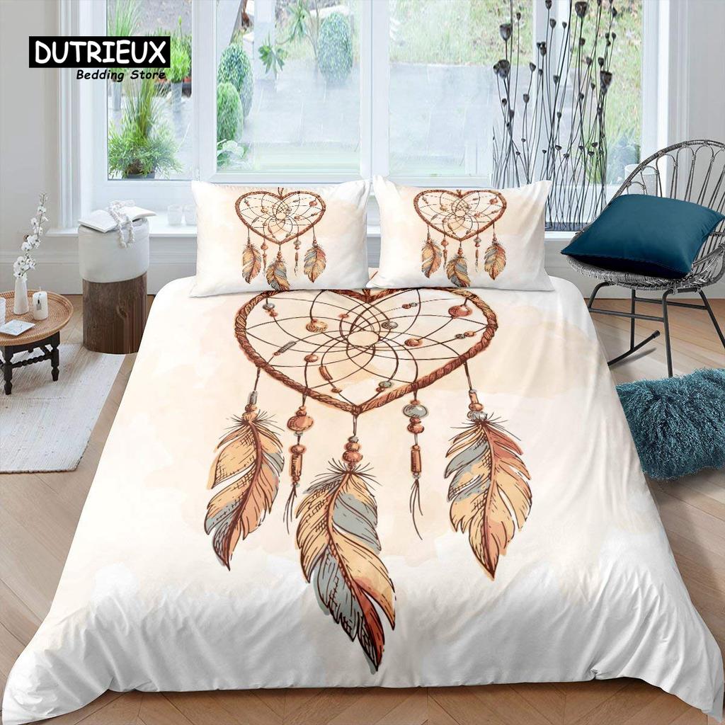 Dreamcatcher Duvet Cover Boho Dream Catcher Comforter Cover Microfiber Indian Native Tribal Elements Bedding Set King Queen Size