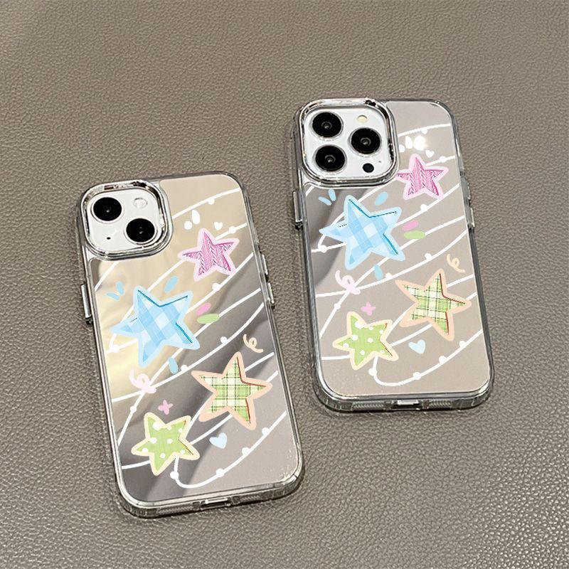 Colored Stars for iPhone17promax Mobile Phone Case 16 Niche 14/13 Apple 15 All-inclusive Makeup Mirror