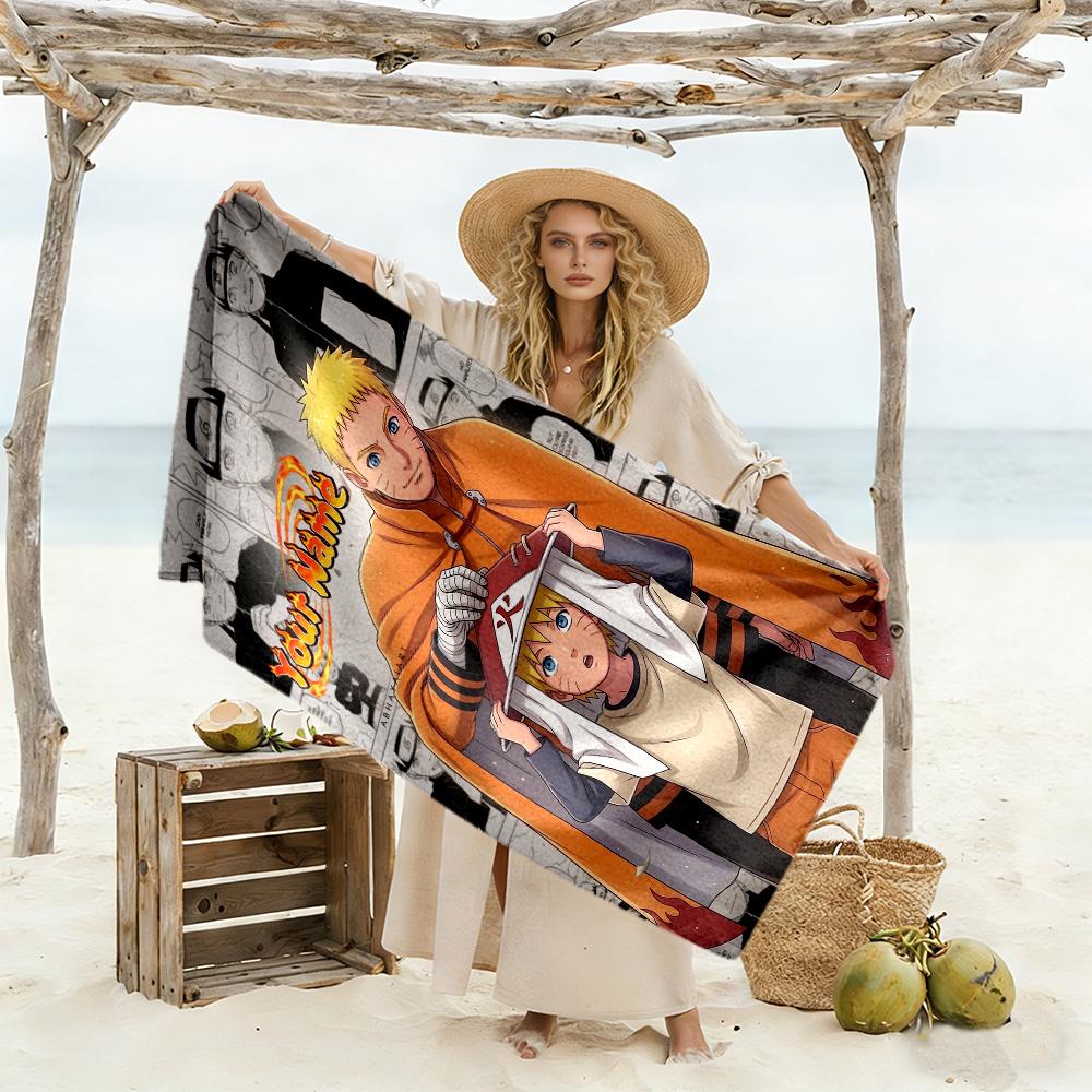 Naruto Character Customized Name Beach Towel Quick-Dry Soft Microfiber Suitable for Sports Travel Swimming Yoga Bathroom Beach And Pool