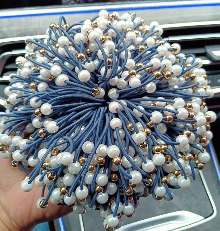 Pearl Hair Tie: Three-Layer Nine-Bead Headwear Accessory