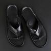 Fashion Handmade Leather Mens Slippers Summer Fashion Men Flip Flops Breathable Outdoor Slides Comfortable Male Lazy Shoes Comfy Flats