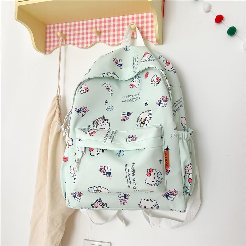 Cute Cartoon Sanrio Hello Kitty Backpack Large Capacity Student Schoolbag  Delicate Personality Trendy Girly Kt Bag Gifts