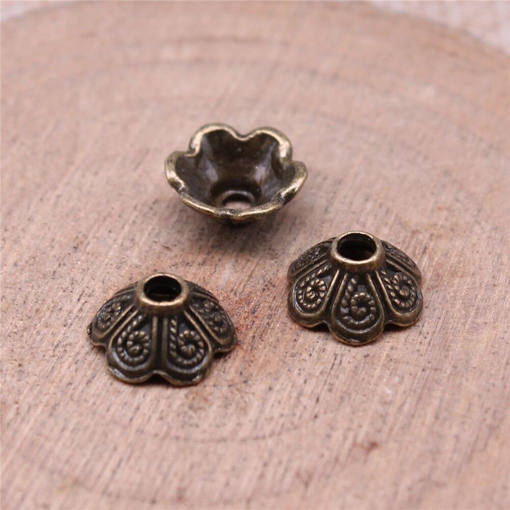 50 Stück Perlenkappen Charm Jewelri Antik Bronze Farbe 9X9X4mm