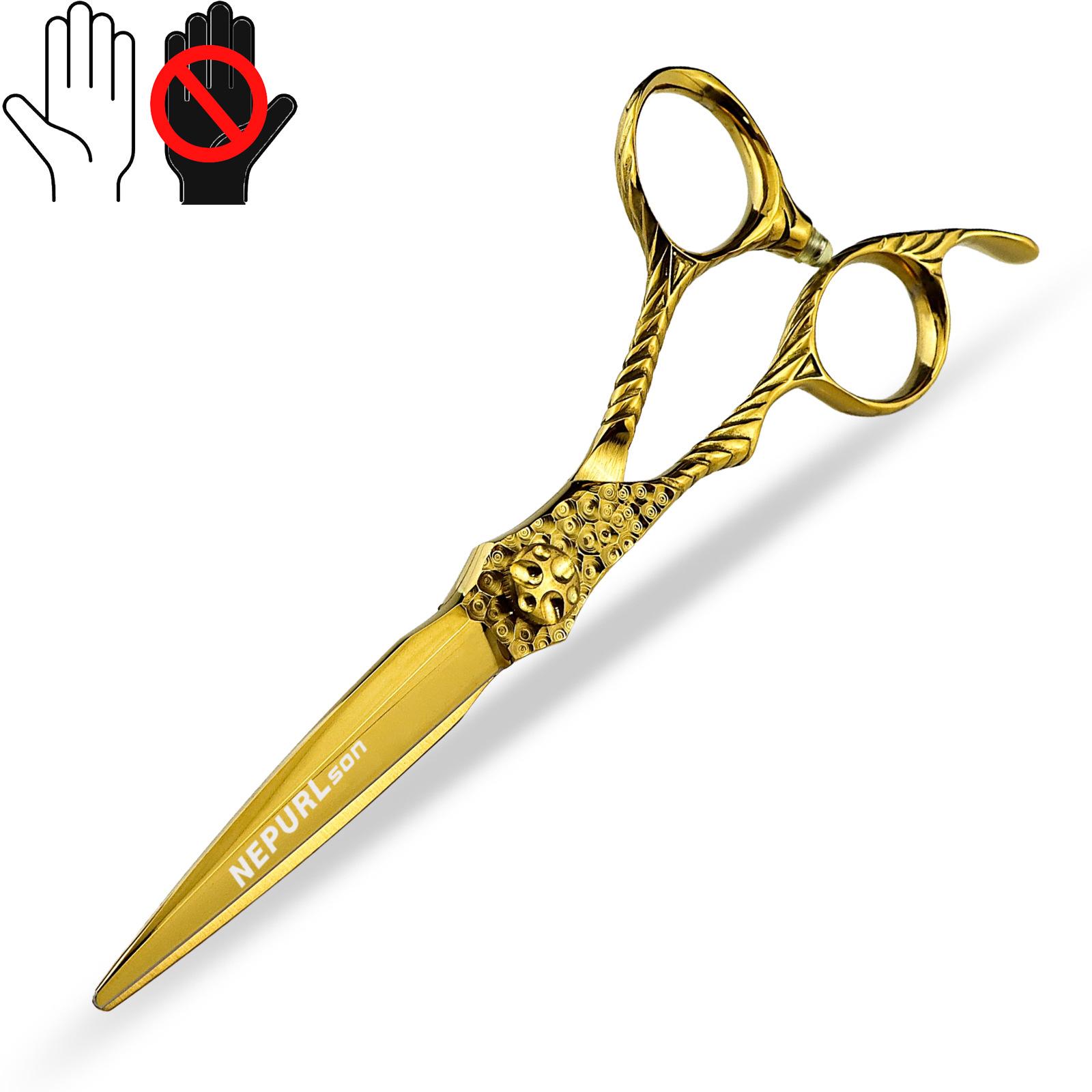 6.0 inch, black and gold, left-hand scissors, flat scissors, straight scissors, tooth scissors, thin scissors, left-handed scissors, professional 6.0inch gold left hand straight shears