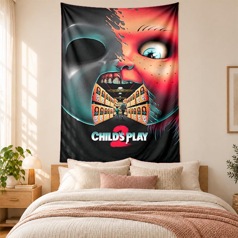 Chucky with Tiffany Tapestry highquality for decorating living room bedroom dorm walls ideal as bedroom wallart orholiday gift