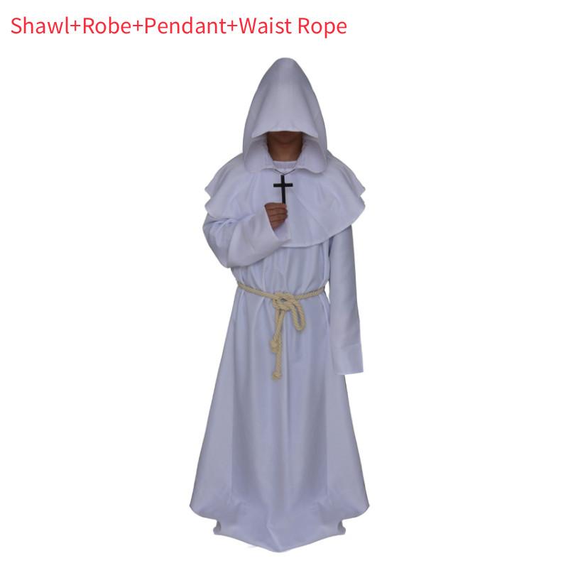 Halloween Medieval Monk Costume Wizard Priest Robe Shawl Set For Costume Parties And Themed Events
