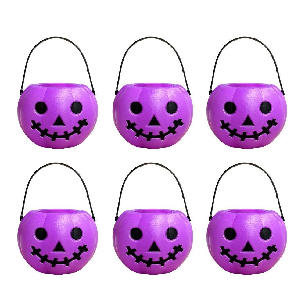 6PCS Set Festive 6cm Size Halloween Pumpkin Jar Triangular Eyes With Lid Pumpkin Bucket Mini Basket Pumpkin Lantern Gift Giving