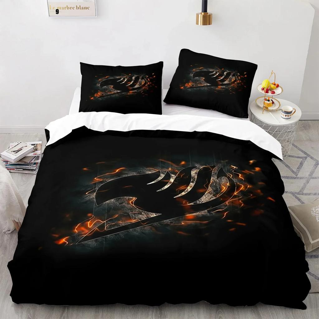 Comforter New Fairy Tail Bedding Set Japanese Anime Printed Bed Set With Bed Soft Queen King Size Bedclothes Home