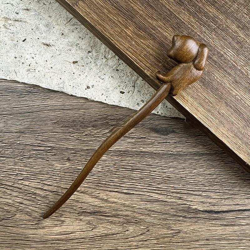 Chińskie sandałowe patyczki do włosów widelce styl retro ręcznie rzeźbione spinki do włosów kwiat zwierzę wzory styl pałeczek kobiety