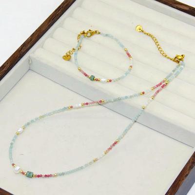 Collier Ras-du-cou Perles d'Eau Douce et Pierres Naturelles - Collier Clavicule Polyvalent pour Femmes