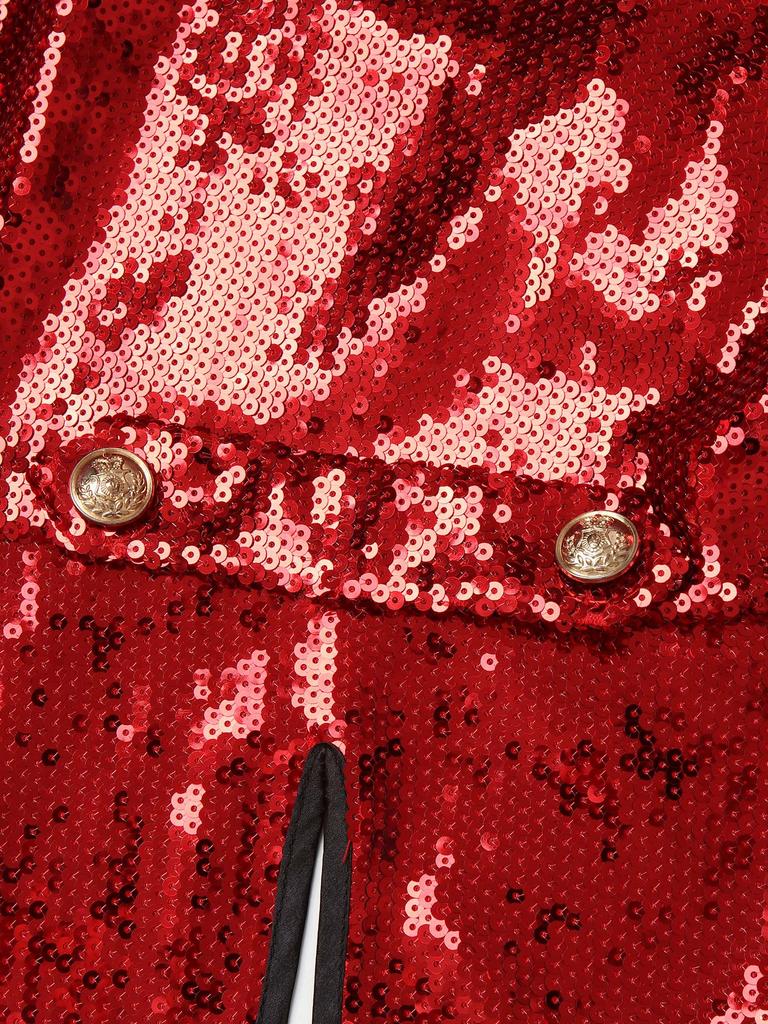 Womens Halloween Magician Dress Circus Tailcoat Jacket Sparkle Sequin Tuxedo Outerwear