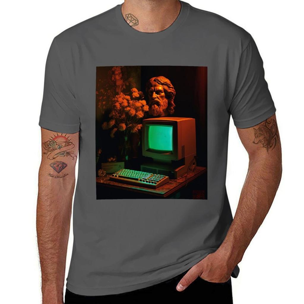 A Bust and a Computer Vintage Vaporwave TShirt Casual Trendy Streetwear Tee Shirt