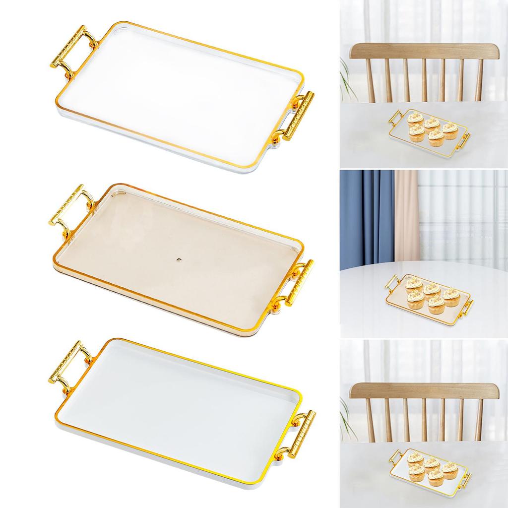Serving Tray Rectangular with Handles Nordic Style Desktop Storage Plate for Shower Home Restaurant Tabletop Coffee Table