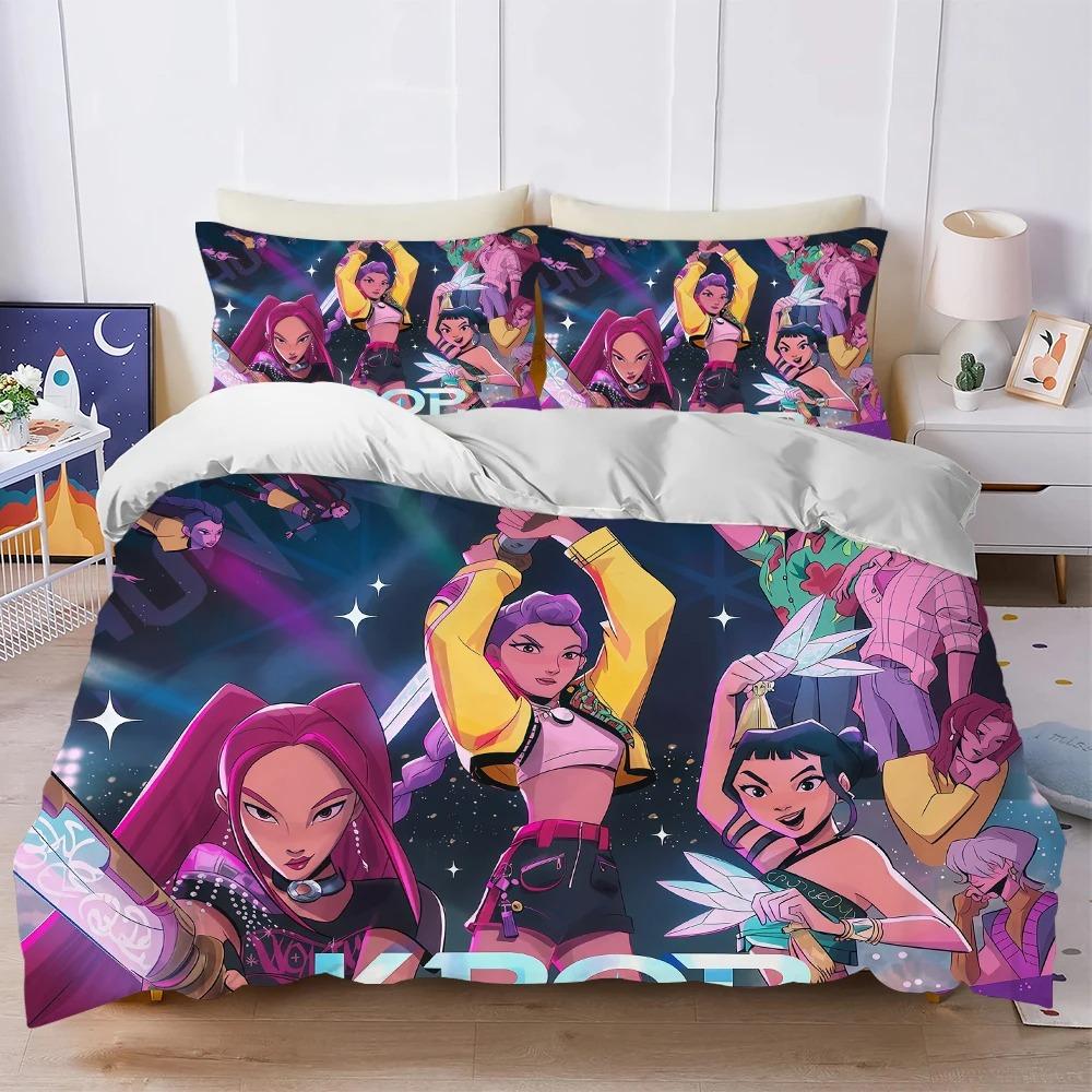 K-Pop Demon Hunters Bedding Sets Eu Single Comforter Quilt Bed Cover Duvet Cover Pillow Case 2-3 Pieces Sets Kids Adult Size