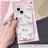 Pink bow iPhone15 mobile phone case 13Pro Apple 14 transparent TPU soft case 12 women's 11 new 16PM