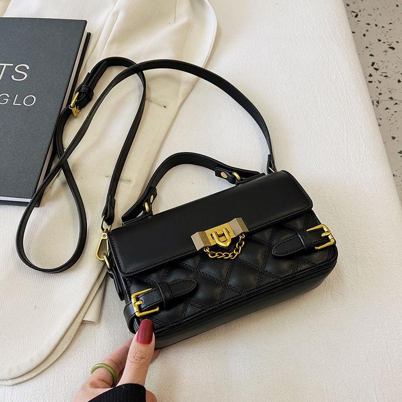 Premium texture small bag women's new fashion retro versatile diamond shoulder bag portable messenger small square bag