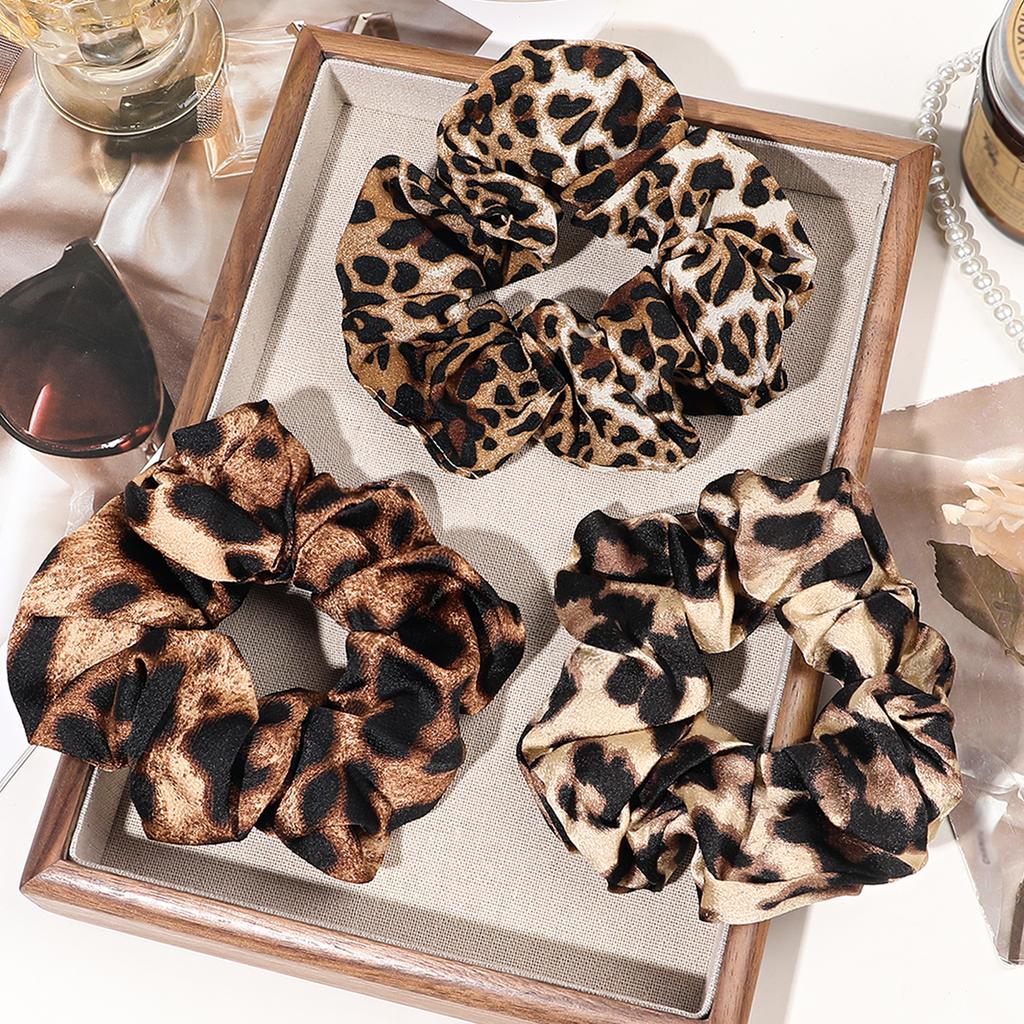 Leopard Print Hair Scrunchies Soft Fabric Scrunchy Bobbles Elastic Hair Bands Ties Hair Accessories for Women Girls