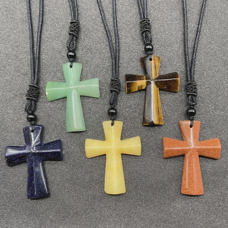 Colier Cruce Agat - Piatră Semiprețioasă Cadou de Crăciun Lanț Pulover