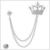 Silver Crown Brooch with Crystal Rhinestones and Double Layer Tassel