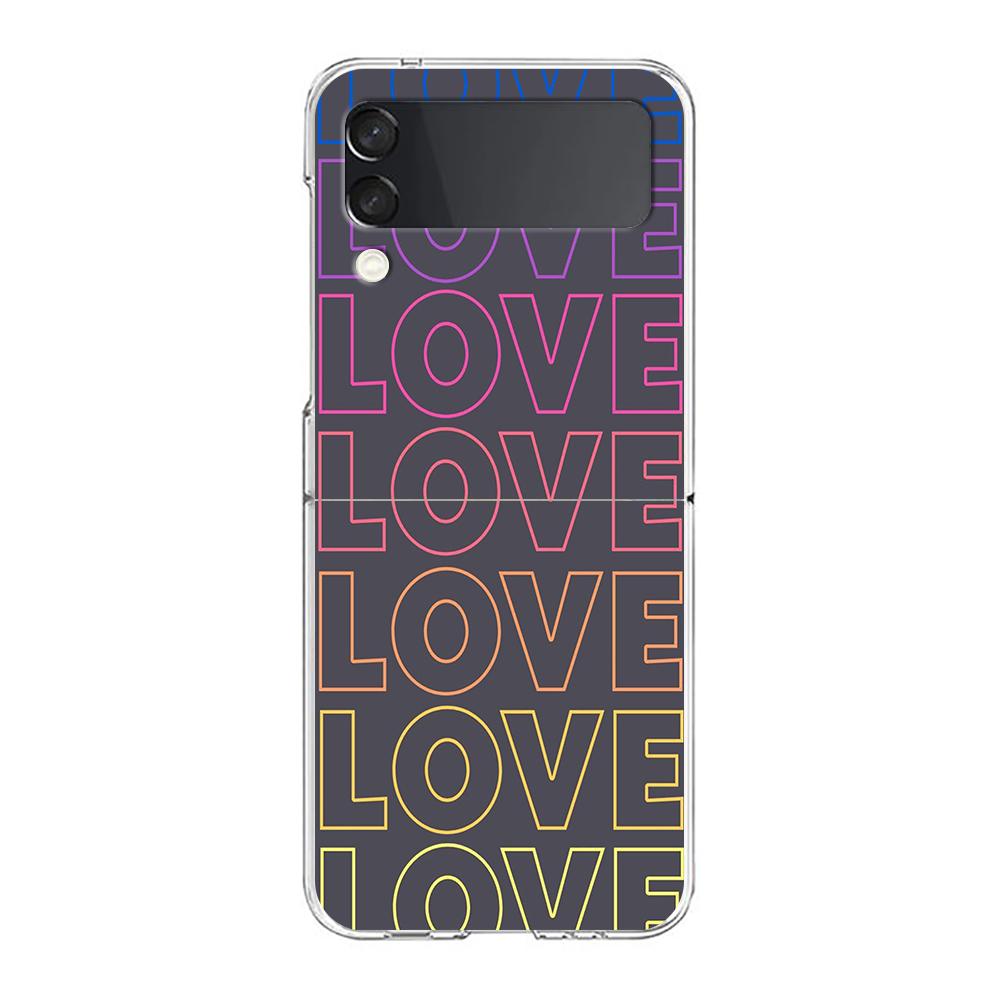 Colorful Love Heart Phone Case For Samsung Galaxy Z Flip 3 4 5 Hard Folding Clear PC Bumper For Samsung Z Flip 6 Back Cover