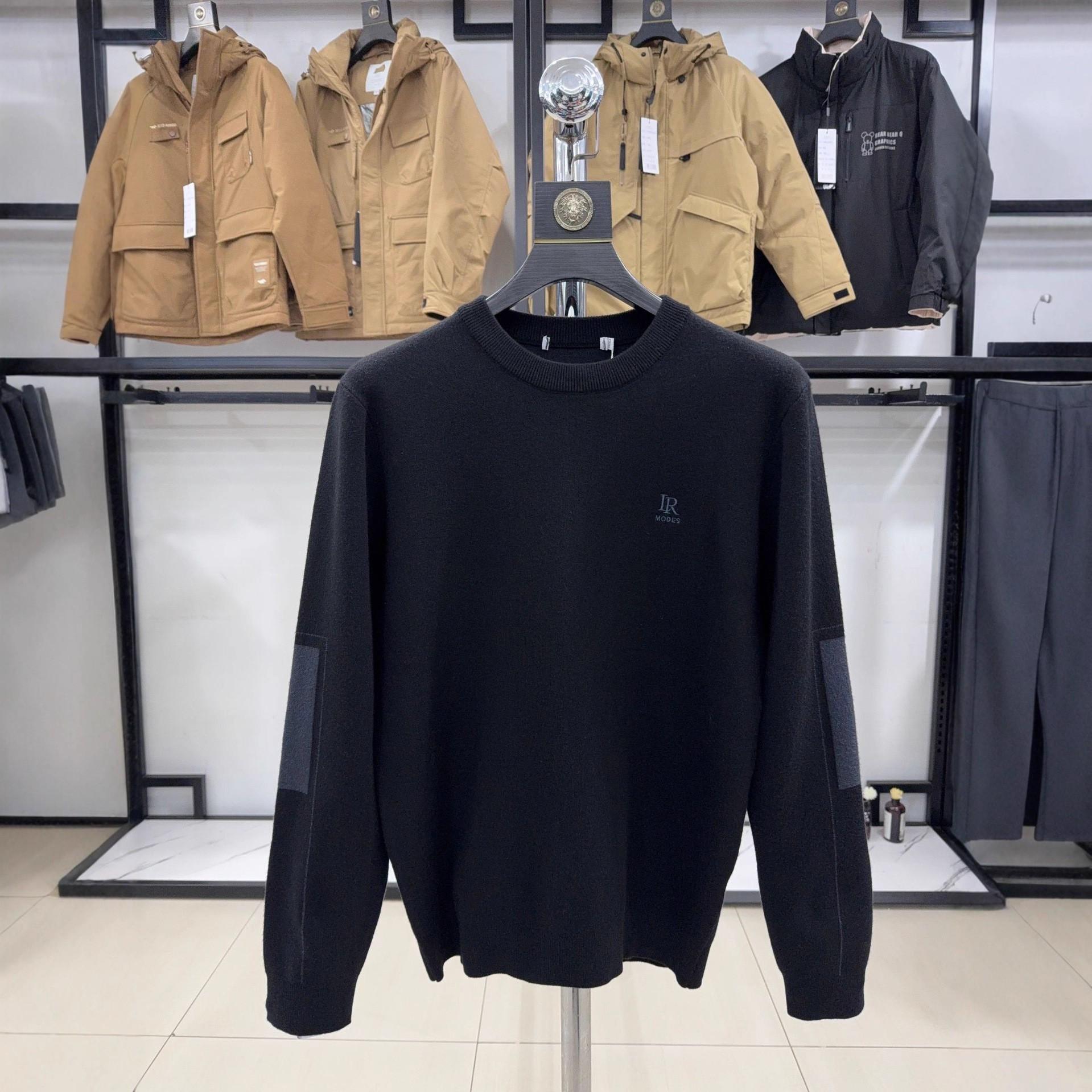 

H Brand Men s Simple Style Round Neck Sweater - Autumn Warm Knit Pullover, Youth 3Y084A 165 (100-115 jin) чорний