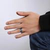 Fashion 8mm Blue Stainless Steel Rings For Men Silver Color Brushed Beveled Edge Steel Engagement Rings Men Wedding Band Jewelry