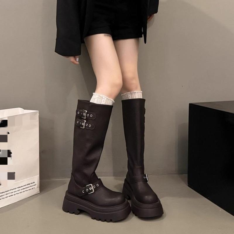 Versatile Platform High Boots Women's Autumn New Fashion But Knee Boots with Skirt Knight Boots