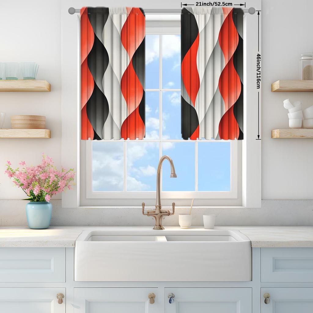 2pcs Three-dimensional Wave Waterfall Decorative Curtains   Semi-black-shading Curtains   Suitable for Decorating Various Room