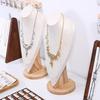 Solid Wood Velvet Mannequin Jewelry Stand for Pendant and Necklace Display