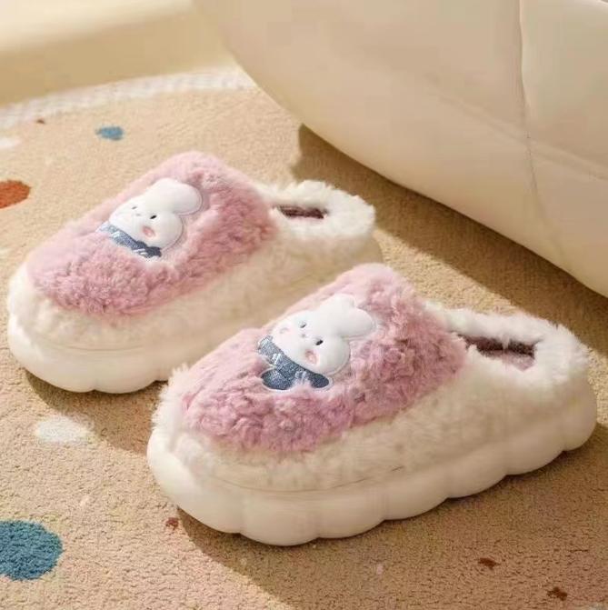 

Легкие женские домашние тапочки с мягкой подошвой, прочные пушистые домашние тапочки с милым кроликом 38-39
