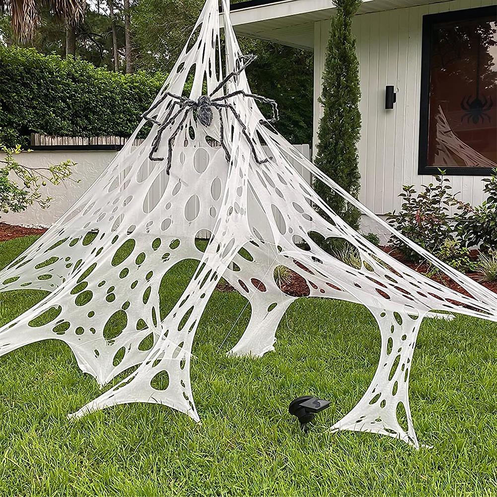 Giant Stretchy Spider Web Halloween Decor Scary Cobweb for Indoor & Outdoor Haunted House, Party Display, and Horror Scene Setup