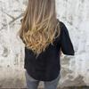 Women's Fashionable Solid Color Loose Three Quarter Sleeve Button Pocket Casual Jacket