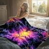Neon Lightning Storm Flannel Blanket Warm Soft Halloween Christmas Decorative Couch Warm Cozy All-Season Gift