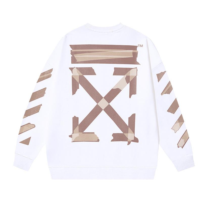 Off-White 2026 Autumn and Winter New OW Tape Arrow Pattern Printed Men's and Women's Round Neck Hoodie