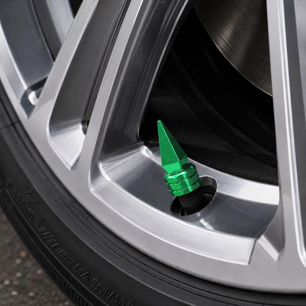 4pcs Universal Car Modification Sharp Pointed Valve Aluminium Alloy Modified Screw On Valve Cap