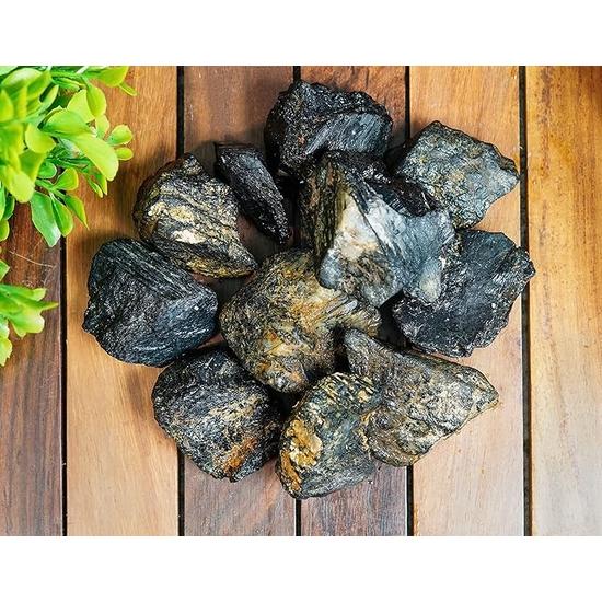 Crocon Black Agate Rough Bulk Natural Stone Raw Gemstone Tumbling Cabbing Polishing Gem Mining Energy Generator Chakra Balancing  :- 250 Gram
