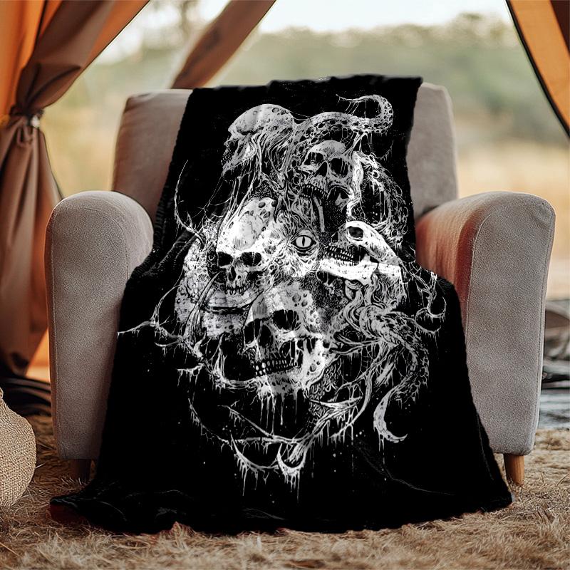 Gotische Totenkopf Flanelldecke Weich Warm Ganzjahresdecke, Design für Camping, Autoreisen, Wandern Sofa, Bett, Büro Perfektes Geschenk für Partys