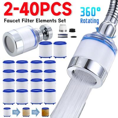 2-40 Stück Wasserhahnfilterelemente Wasserreinigerfilter für Dusche PP-Baumwollfiltration für Küche Entfernt Chlor Schwermetalle
