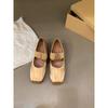 Flat-bottomed French Evening Breeze Gentle Single Shoes Women's Shoes 2025 New Summer Satin Square Head Ballet Ladyshoes