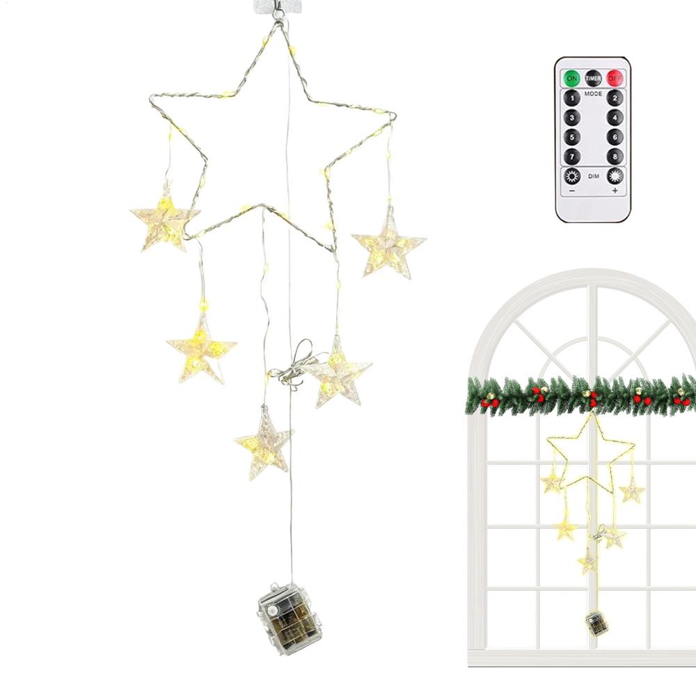 Christmas Lights For Window 8 Modes Festive Decorations Star Fairy Lights With Timer For Home Living Room Front Door Holiday