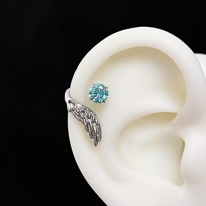 LATS 1pcs Copper Color Wing Ear Bone Nail for Women New Fashion Zircon Earrings Accessories Fashion Zircon