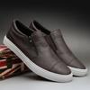 Breathable Leather Casual Shoes Fashion Side Zippers Flat Shoe Shallow Sewing Male Loafers Outdoor Solid Color Walking Men Shoes