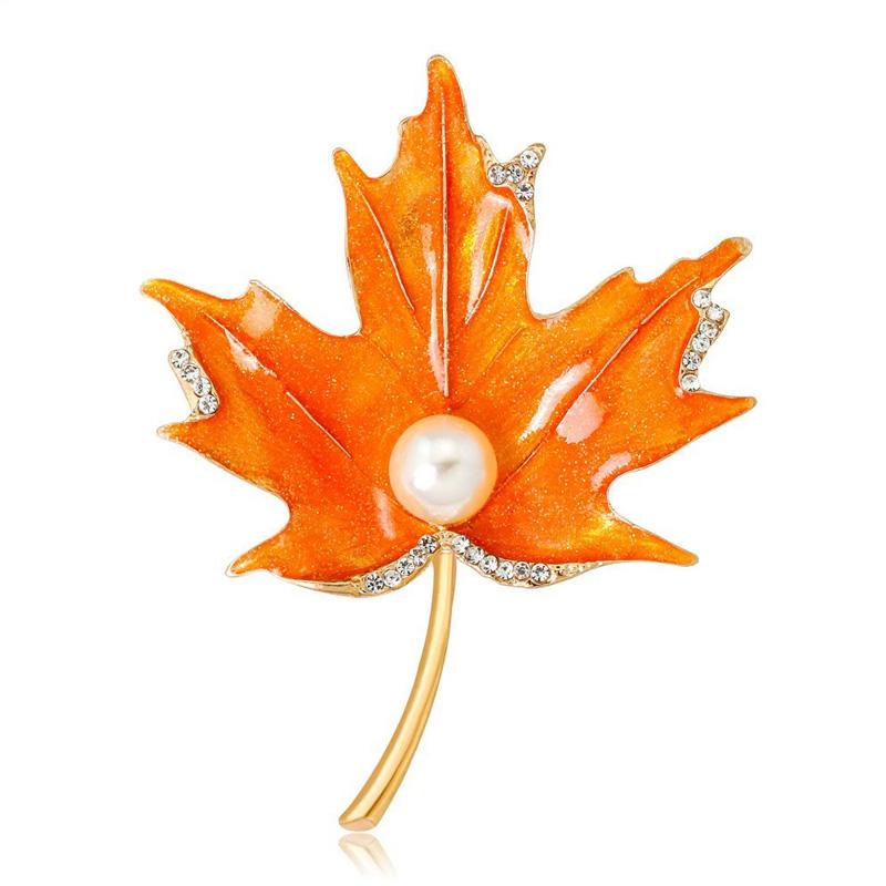 

1 шт. Броши в виде кленового листа, блестящие булавки в виде листьев для женщин, девушек, аксессуары для одежды, элегантные оранжевый