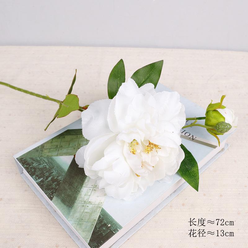 Peony simulated flower wedding decoration photography fake flower ornament single branch 3 heads simulated peony flower