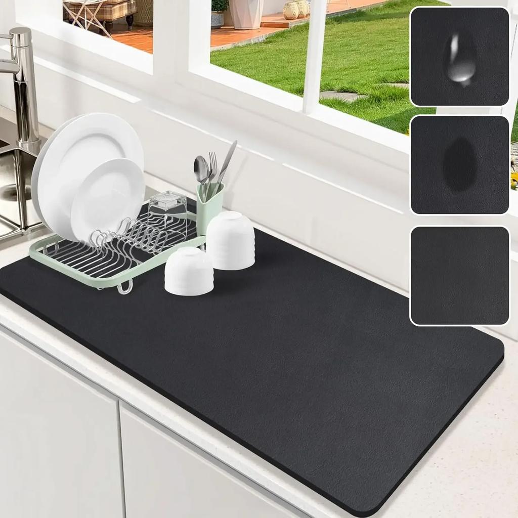 Water-resistant Coffee Maker Pad, Counter Dish Drying, Slip-proof Rubber Base, Kitchen Surface Stain-resistant Absorbent Mat