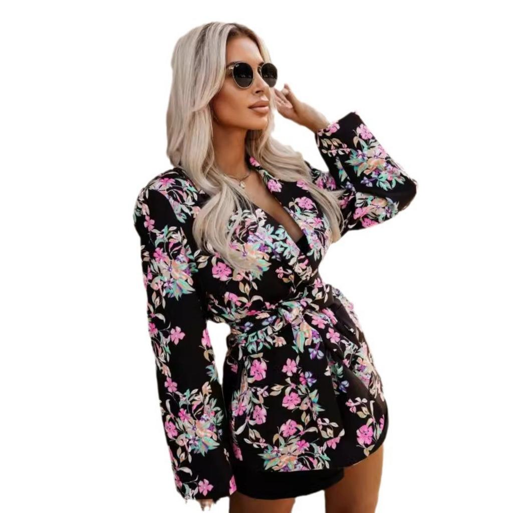 Sacou Casual Nou cu Imprimeu Toamnă Iarnă, Top Outerwear pentru Femei Stil European American pentru Moda Transfrontalieră