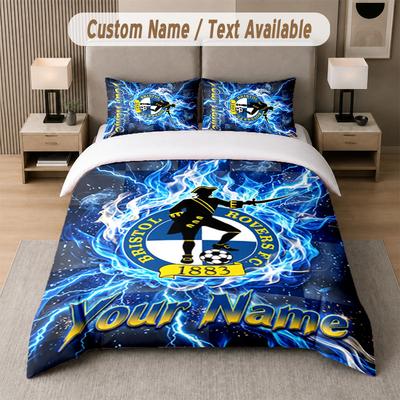 Custom Bedding Set Bristol Rovers Pattern, Print Name Text 1 Duvet Cover Plus 2 Pillowcases Home Textile