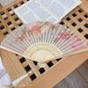 Silk Material Vintage Silk Folding Fan Bamboo Frame Dance Fan Elegant Hand Fan  Dance Performance