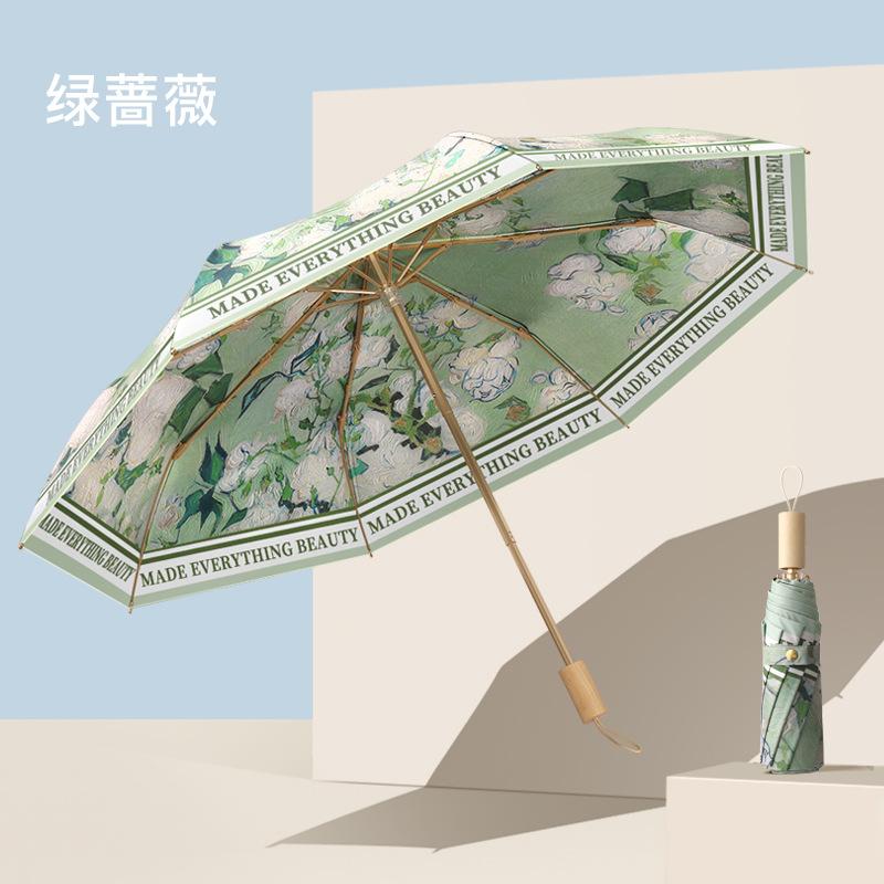 Винтажные цветочные водонепроницаемые женские зонты портативные складные ветрозащитные — фото 9