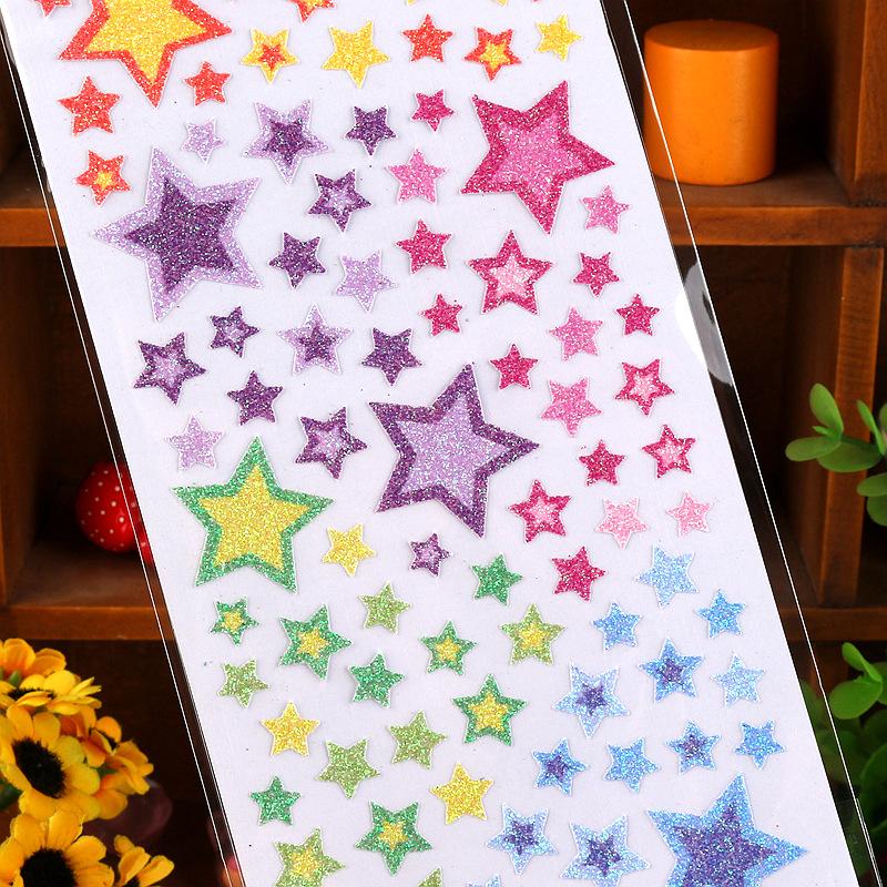 Gold Glitter Spark Heart Star Animal Cown DIY Stickers Self-adhesive New Year Gift for Kid Face Scrapbook Decora Bright Stickers